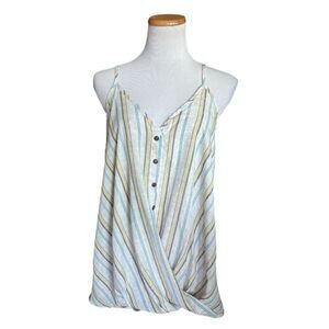 Womens PS Love Twist Front Button Down Sleeveless Top - Sz L